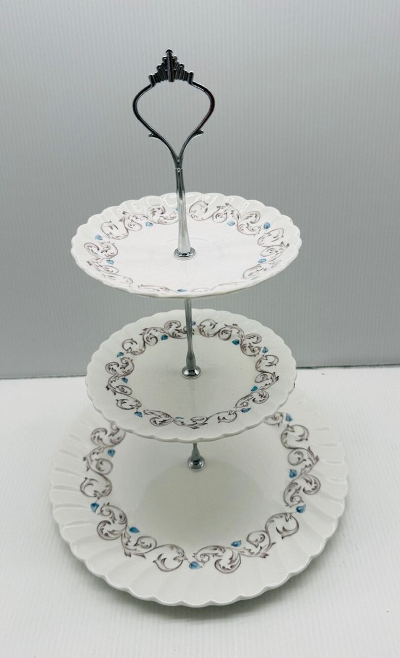 Handmade Tiered Tray from Vintage Plates